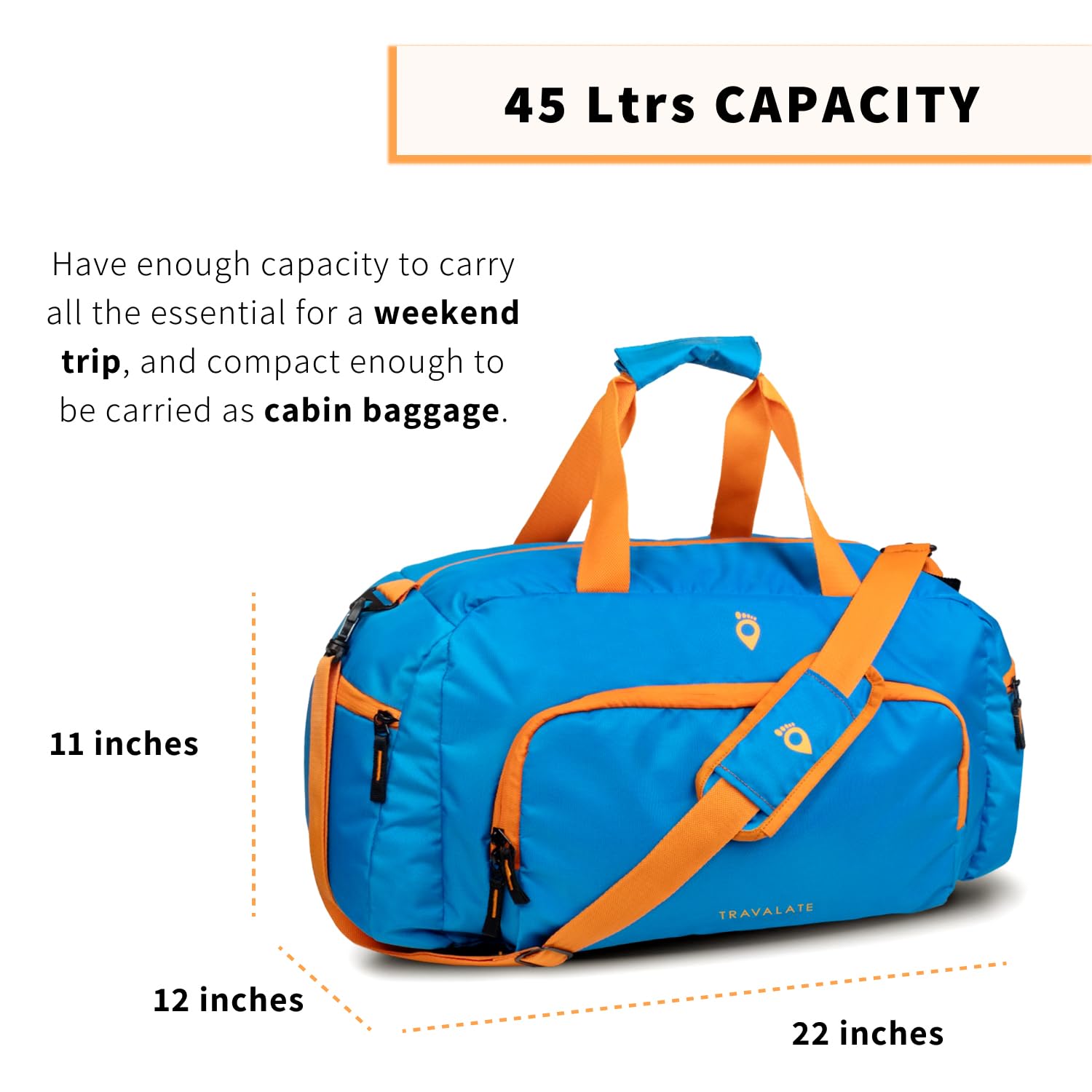 Multi Pocket Travel Duffle | Blue