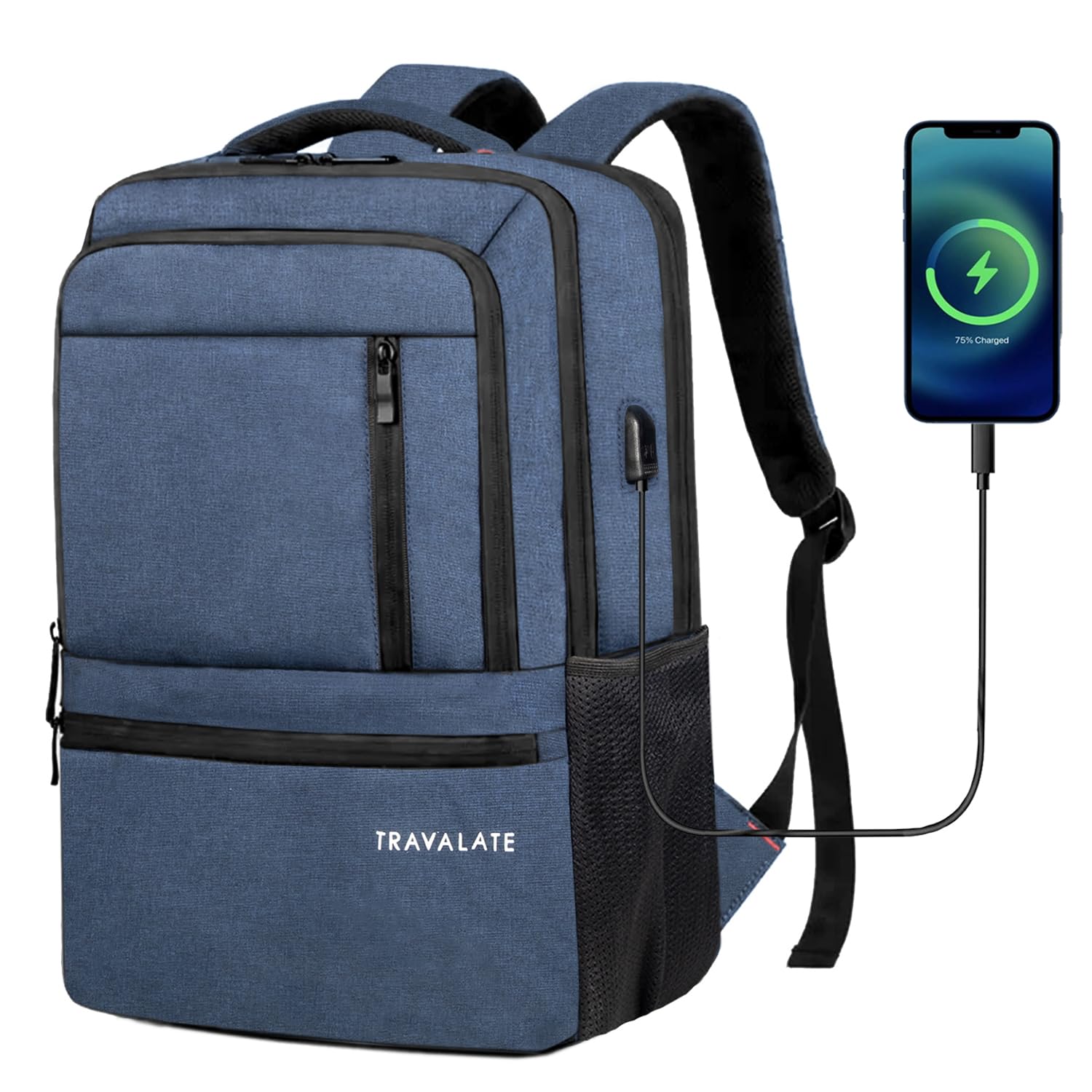 Khadi Laptop Backpack with USB Charging Port | Blue