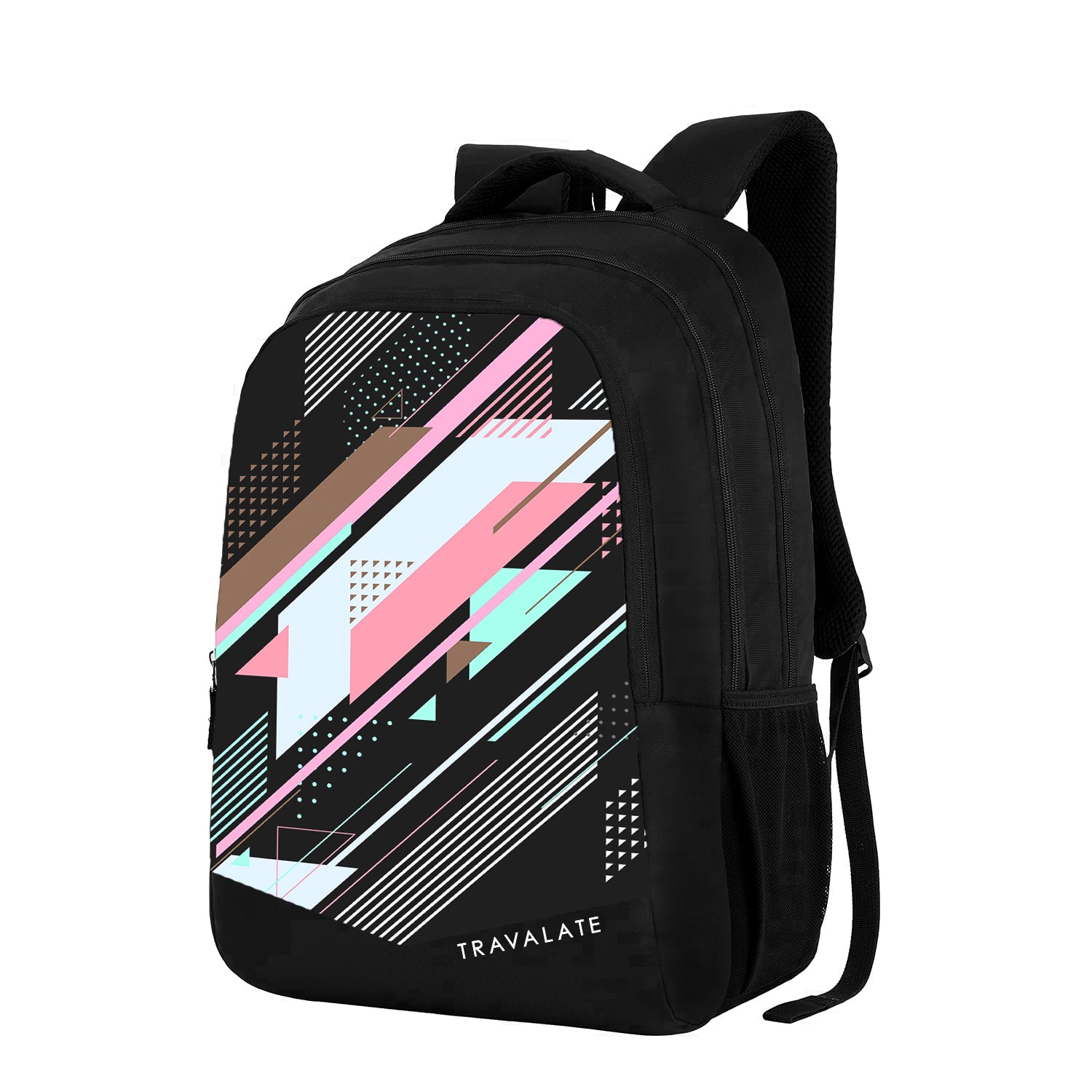 Printed Laptop Backpack | Black And Pink