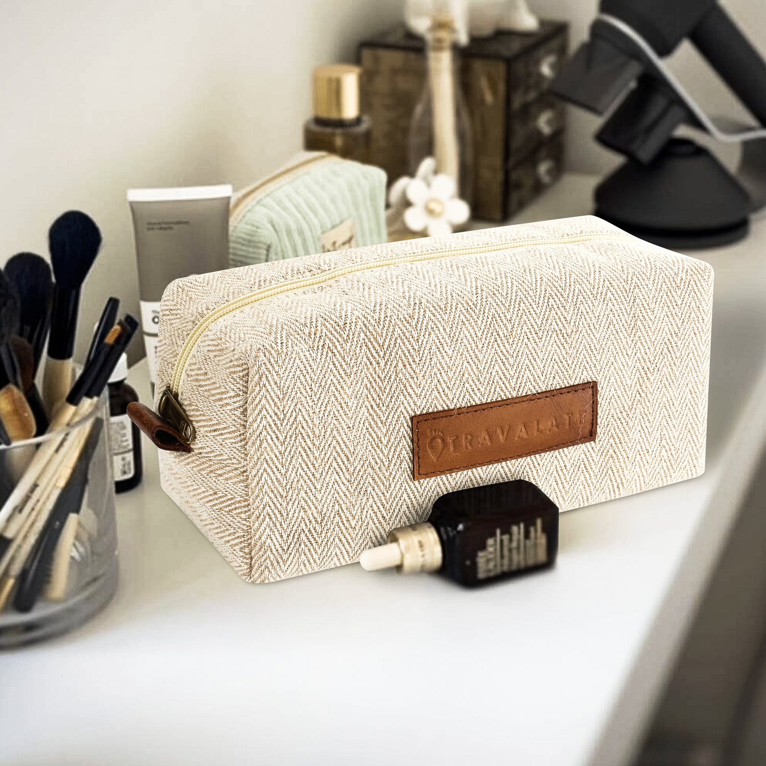 Handcrafted Travel Dopp Kit | Beige