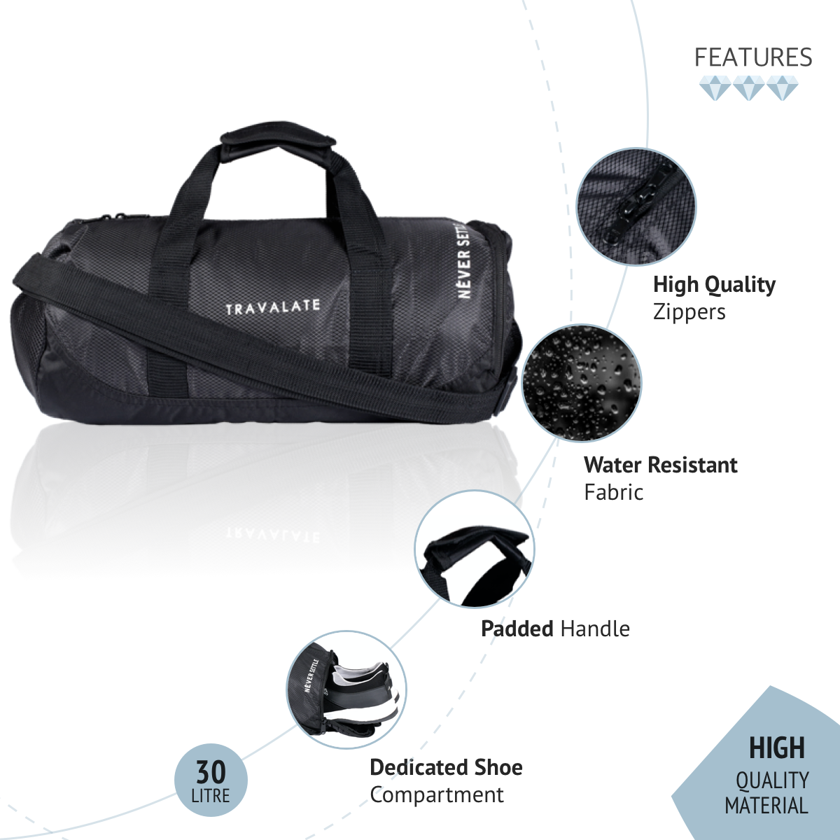 Gym Duffle Bag_30L | Black