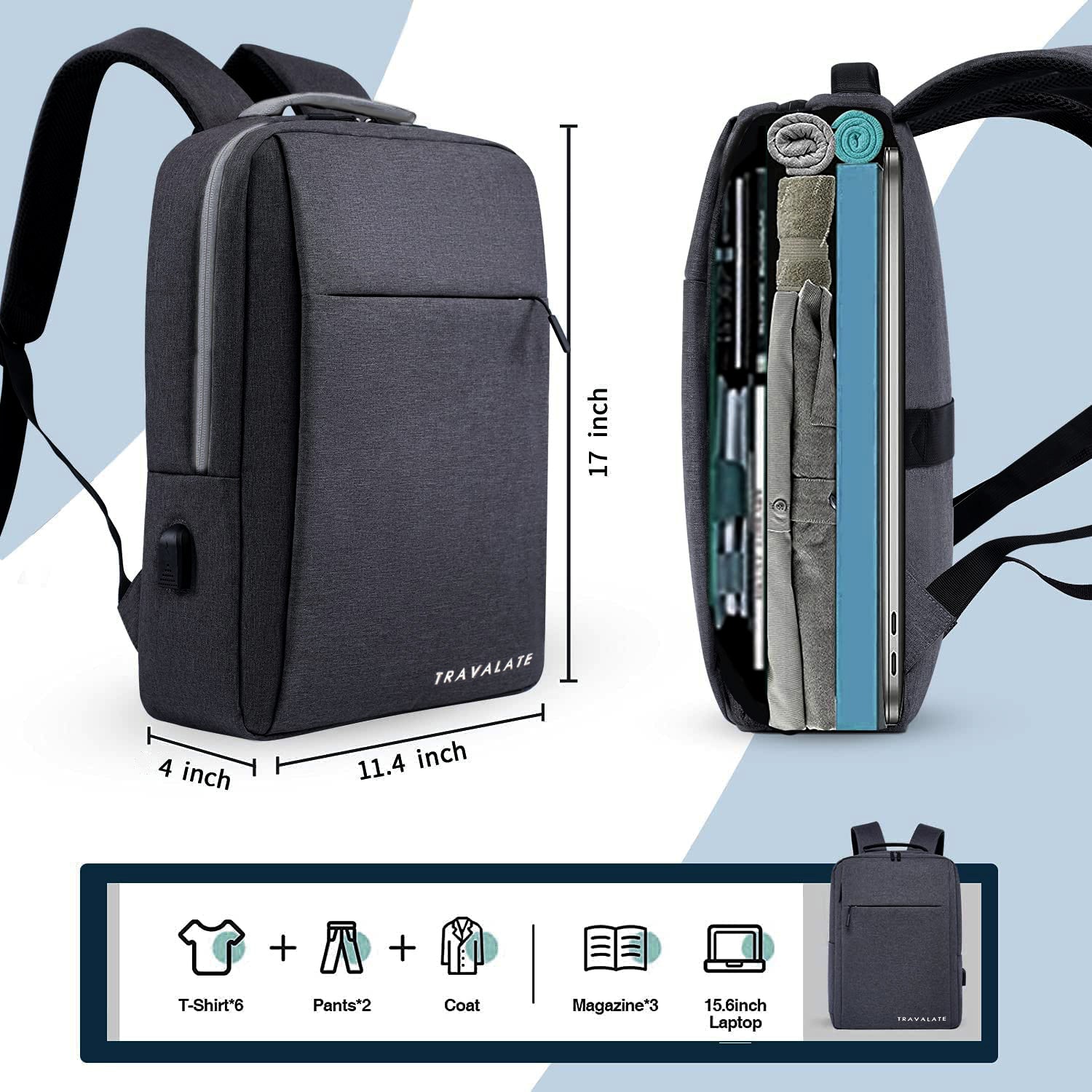 Laptop Backpack with Charging USB port | Dark Gray