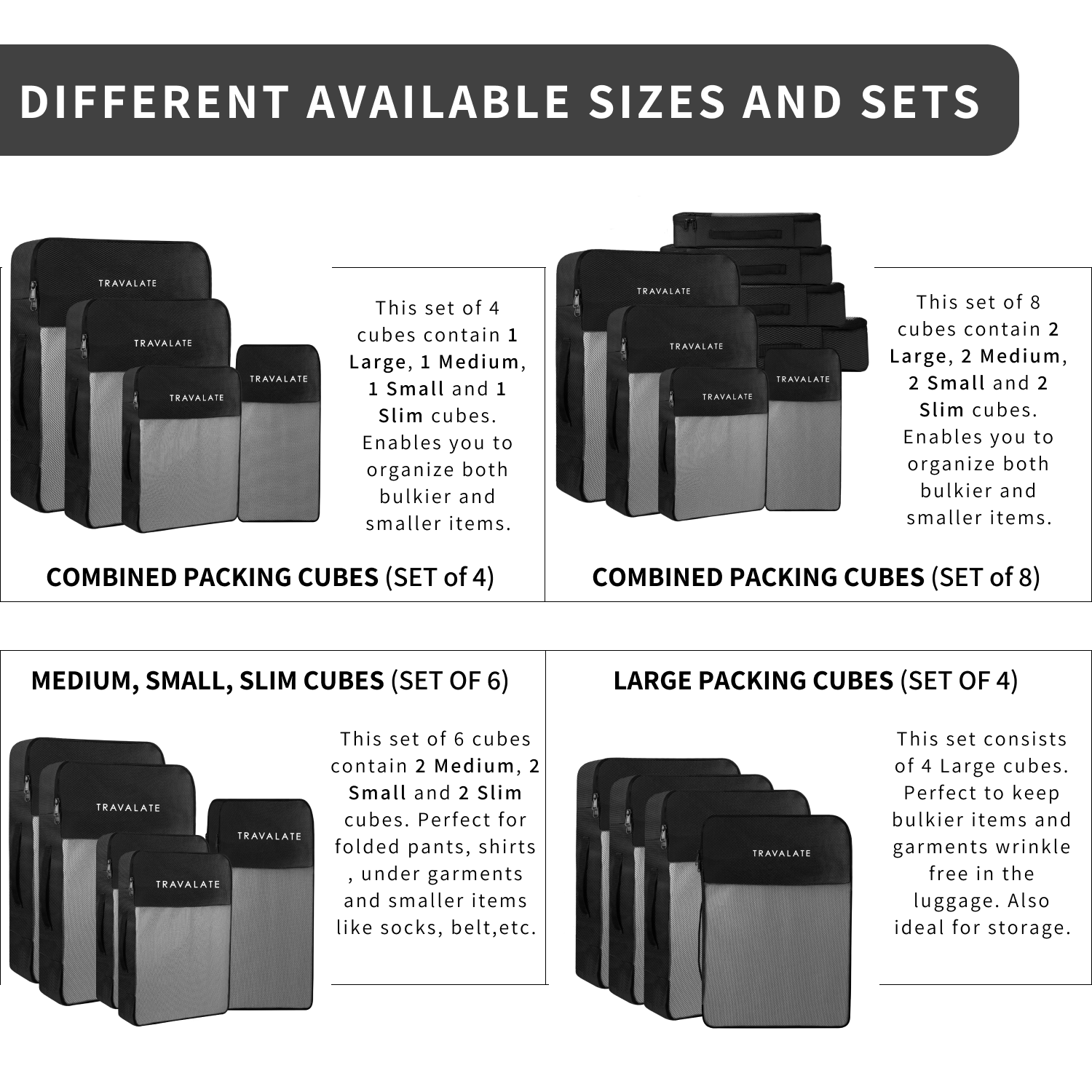 Packing Cubes | Set of 6 Black