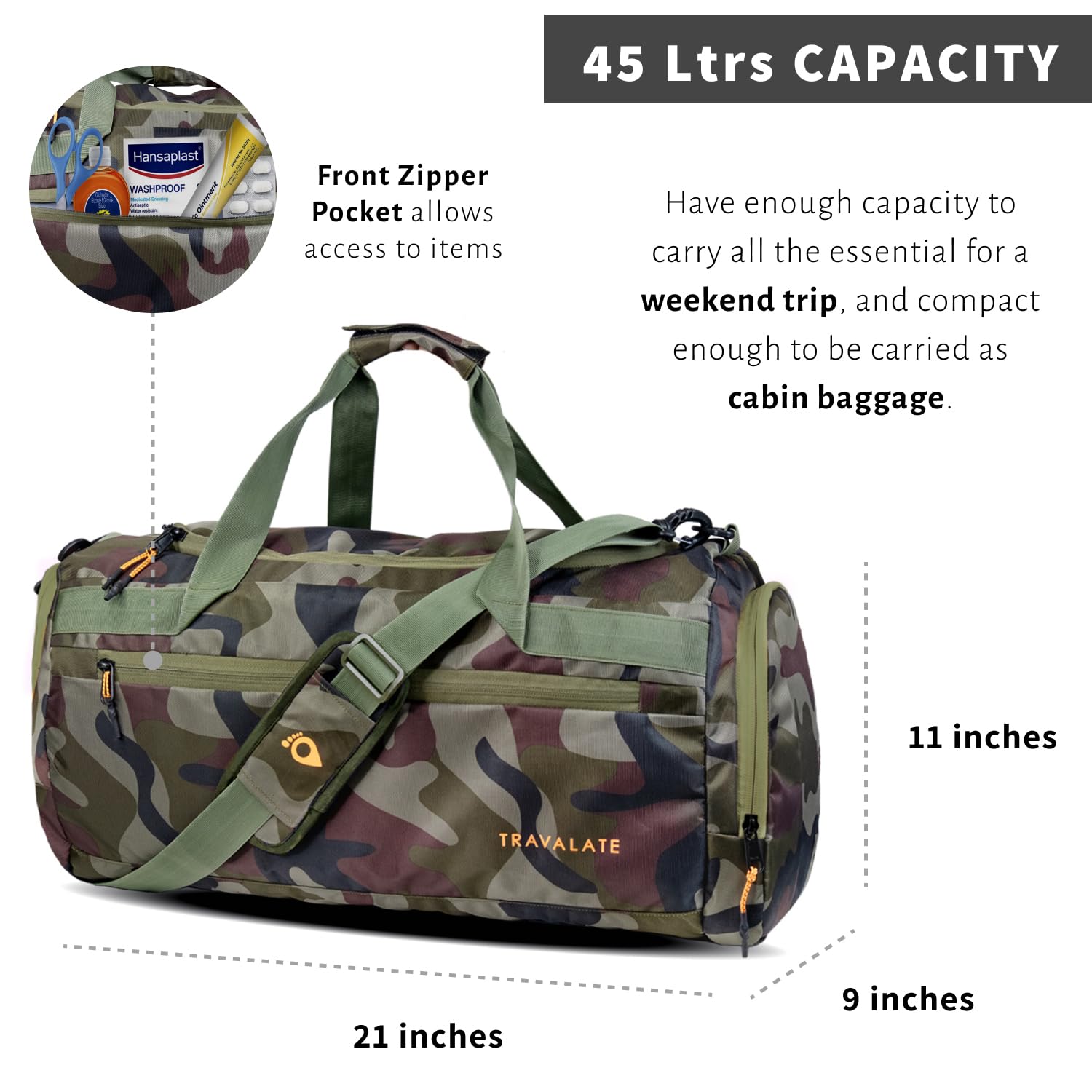 Multi Pocket Luggage Bag | Military Green