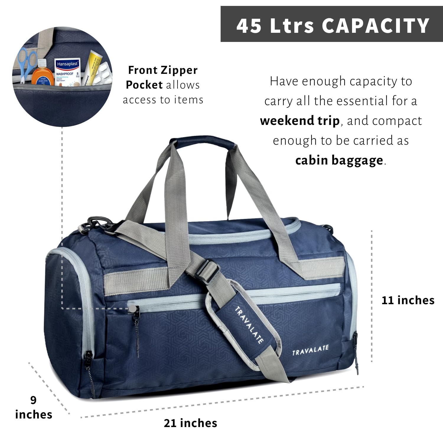 Multi Pocket Luggage Bag | Navy Blue