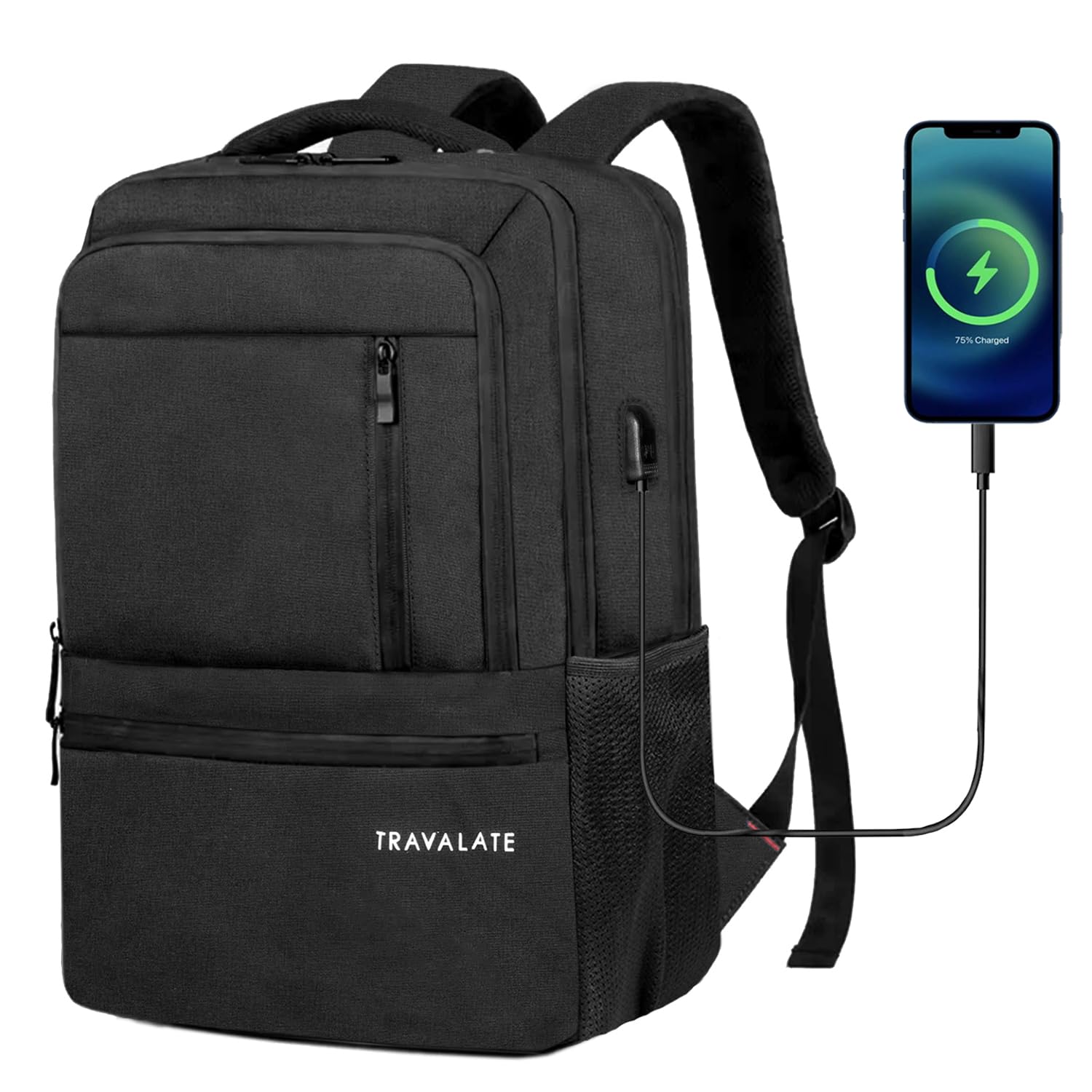 Khadi Laptop Backpack with USB Charging Port | Black