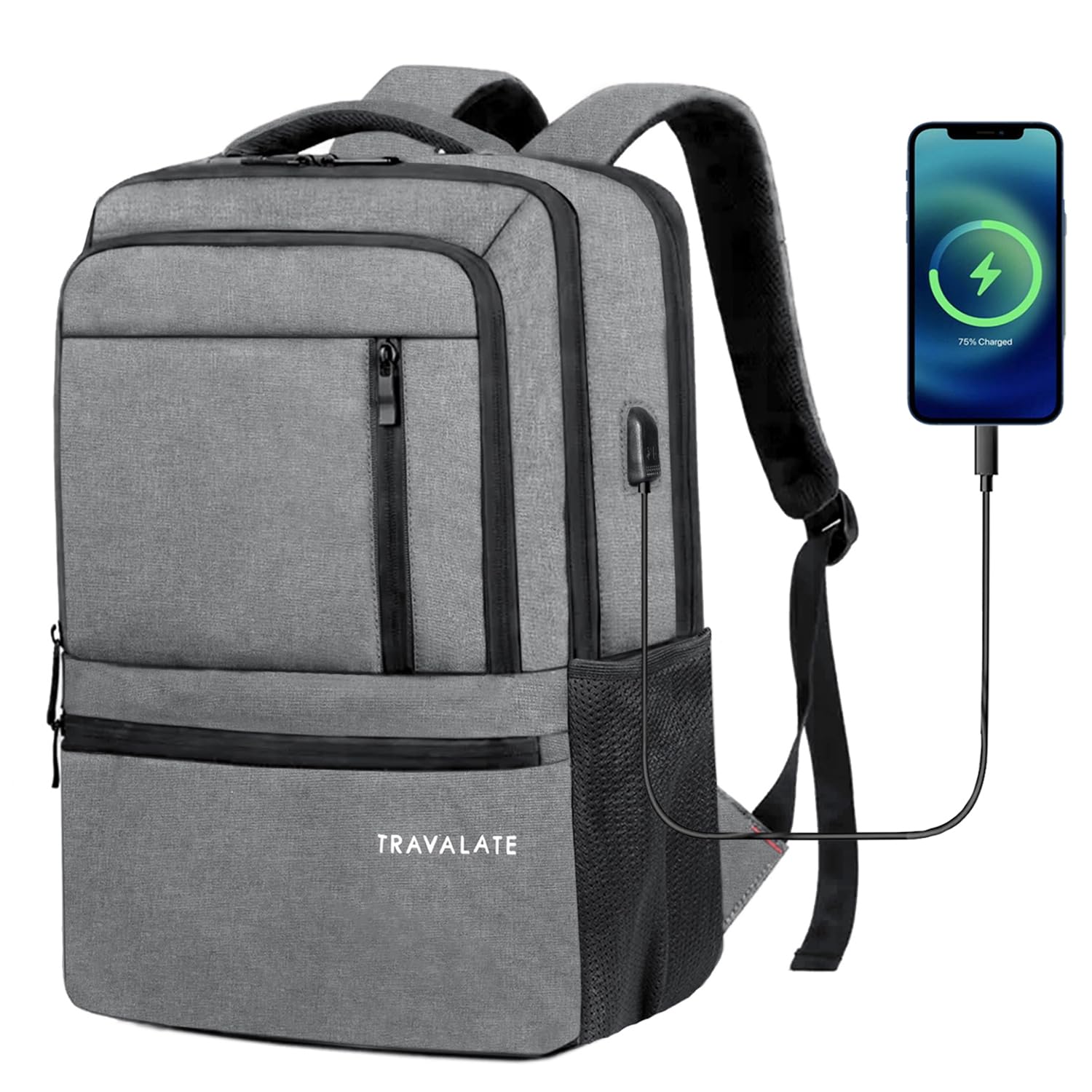 Khadi Laptop Backpack with USB Charging Port | Grey