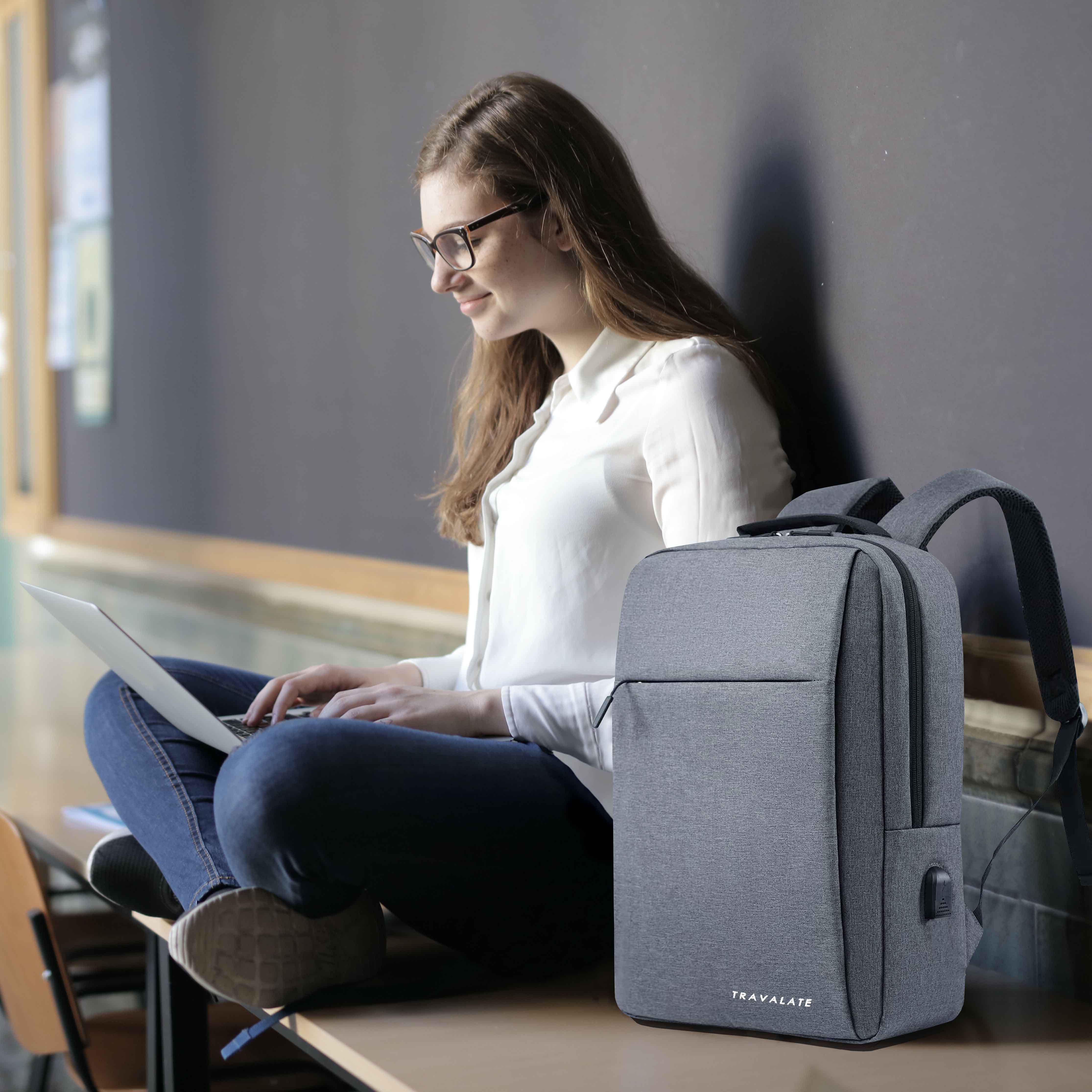 Laptop Backpack with Charging USB port | Light Gray