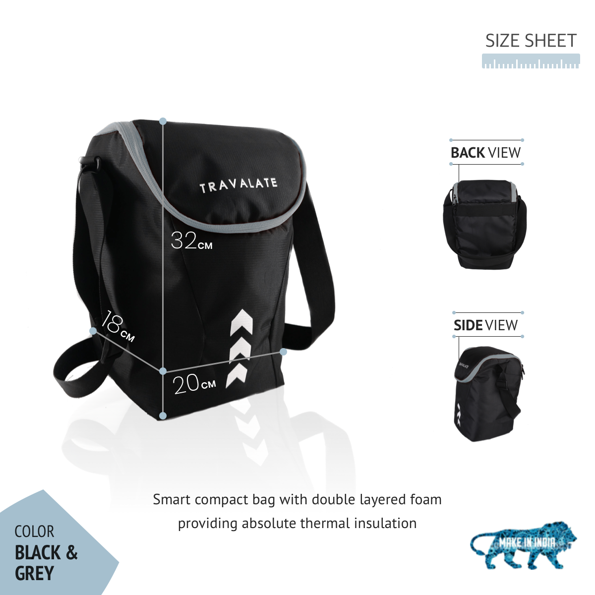 Thermally Insulated Lunch Bag | Grey