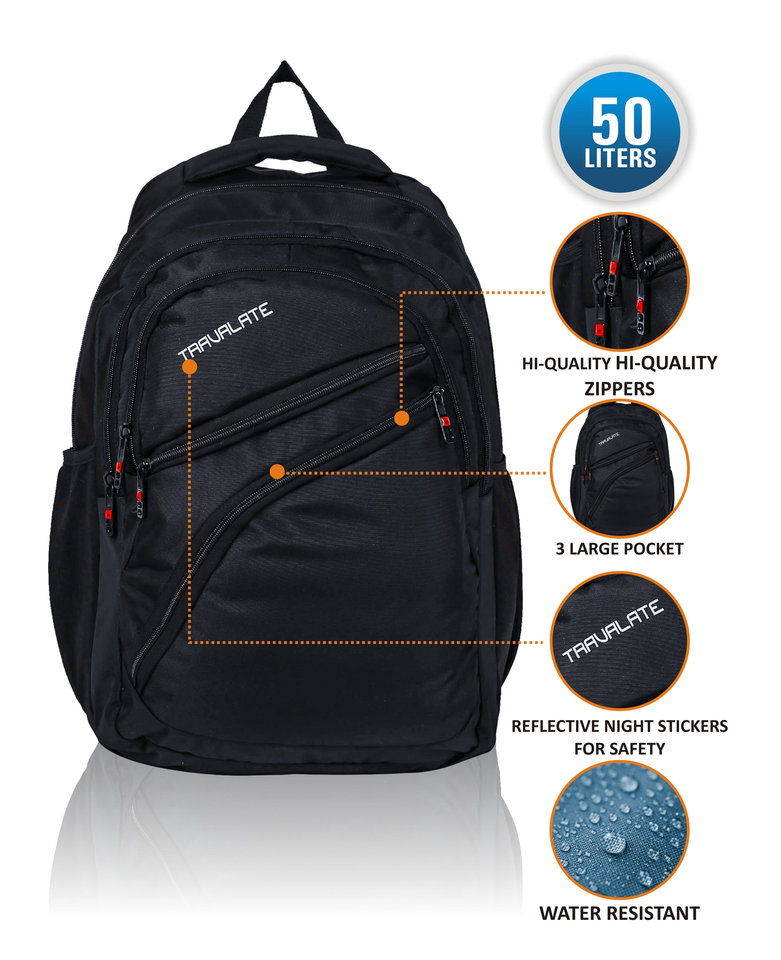 Laptop Backpack with Rain Cover | Black