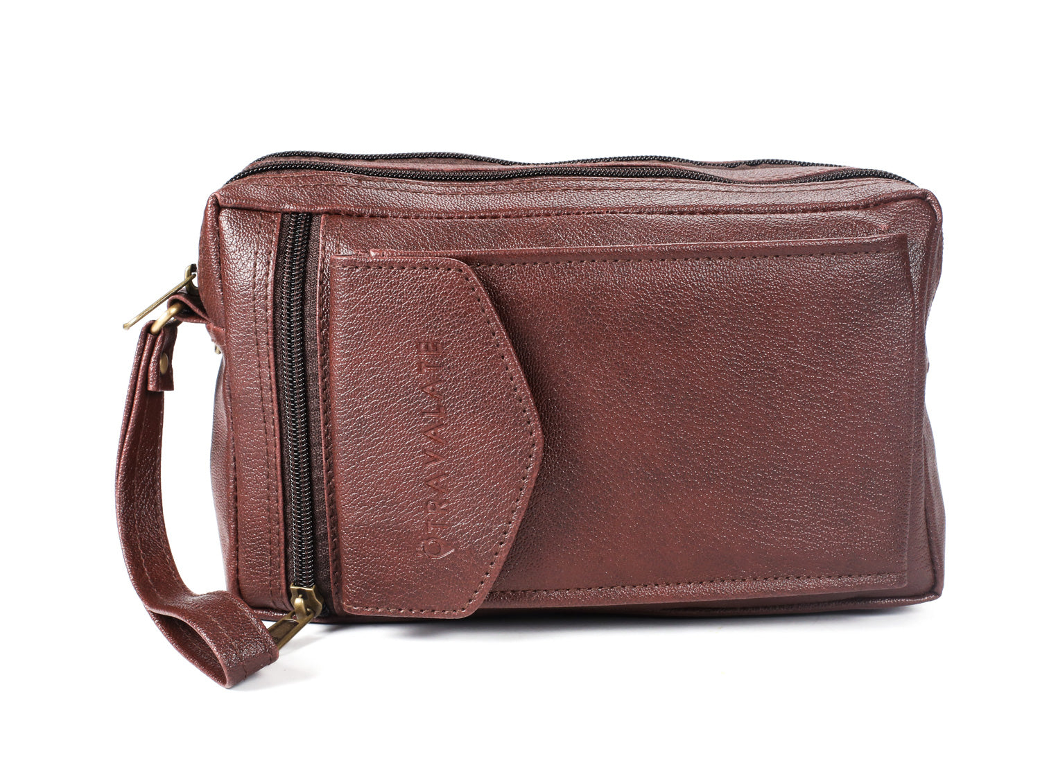 Multipurpose Men Handcuffs Leather Cash Bag | Brown
