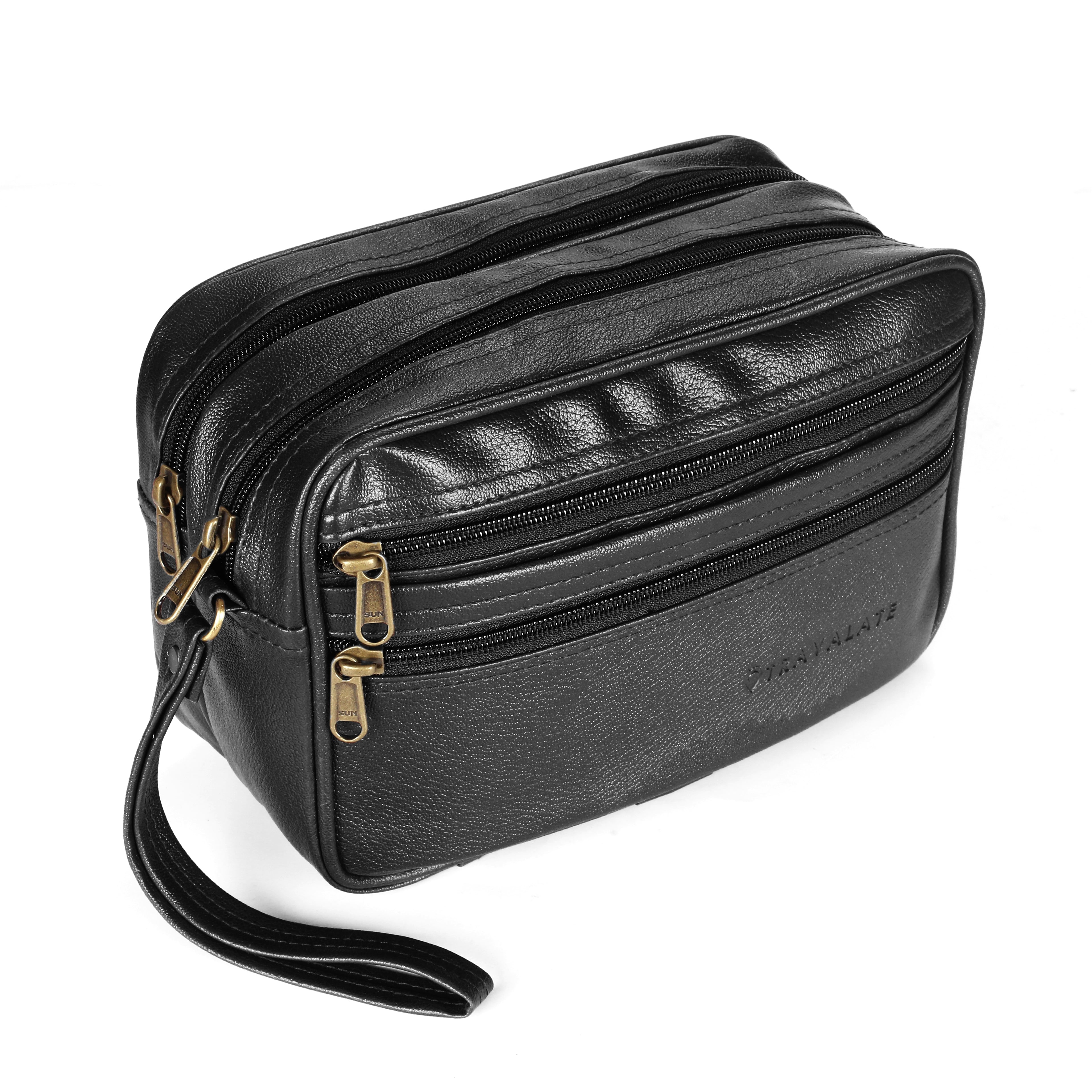 Multipurpose Leather Bag (Single Front Zip) | Black