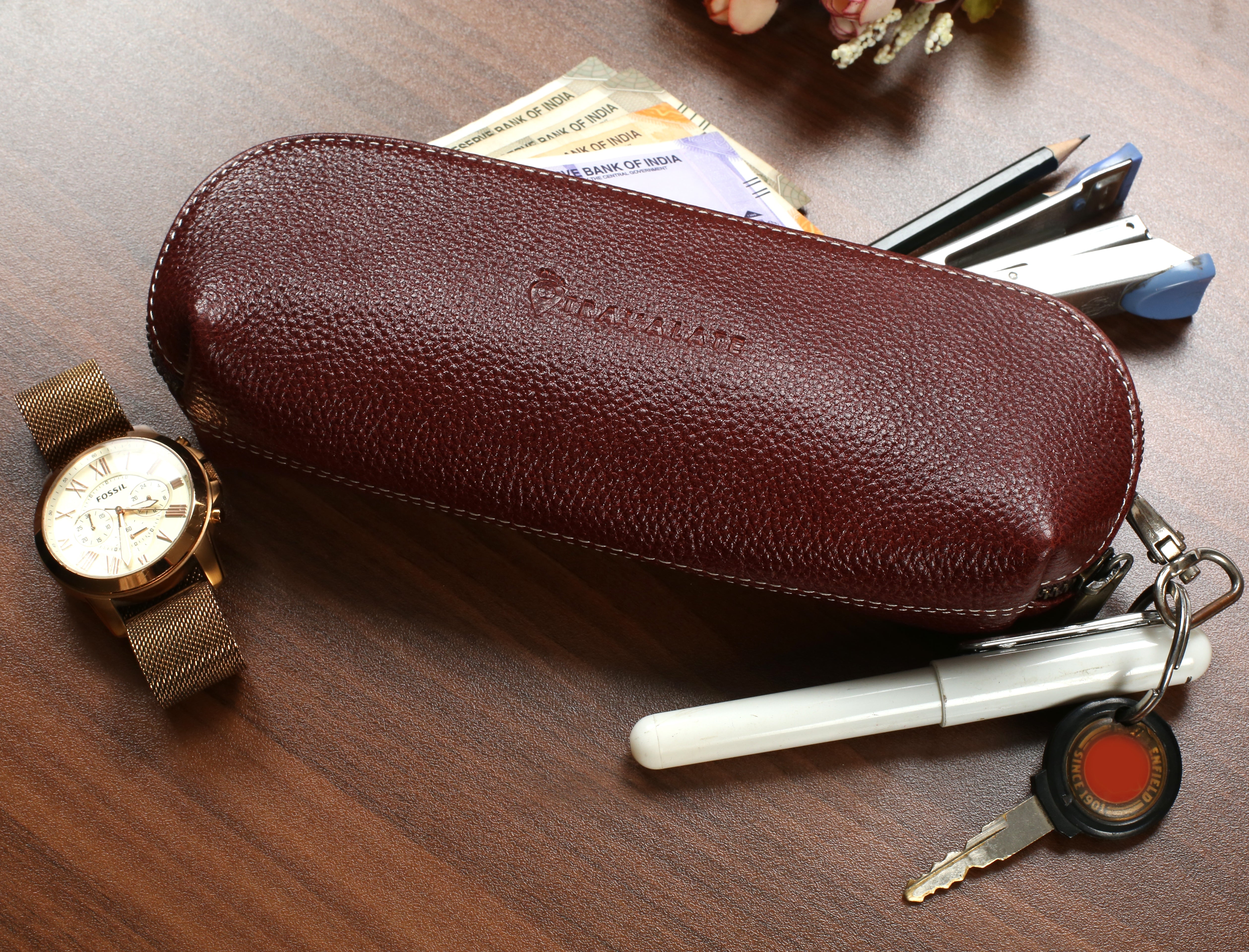 Geniune Leather Ambry Pouch | Red