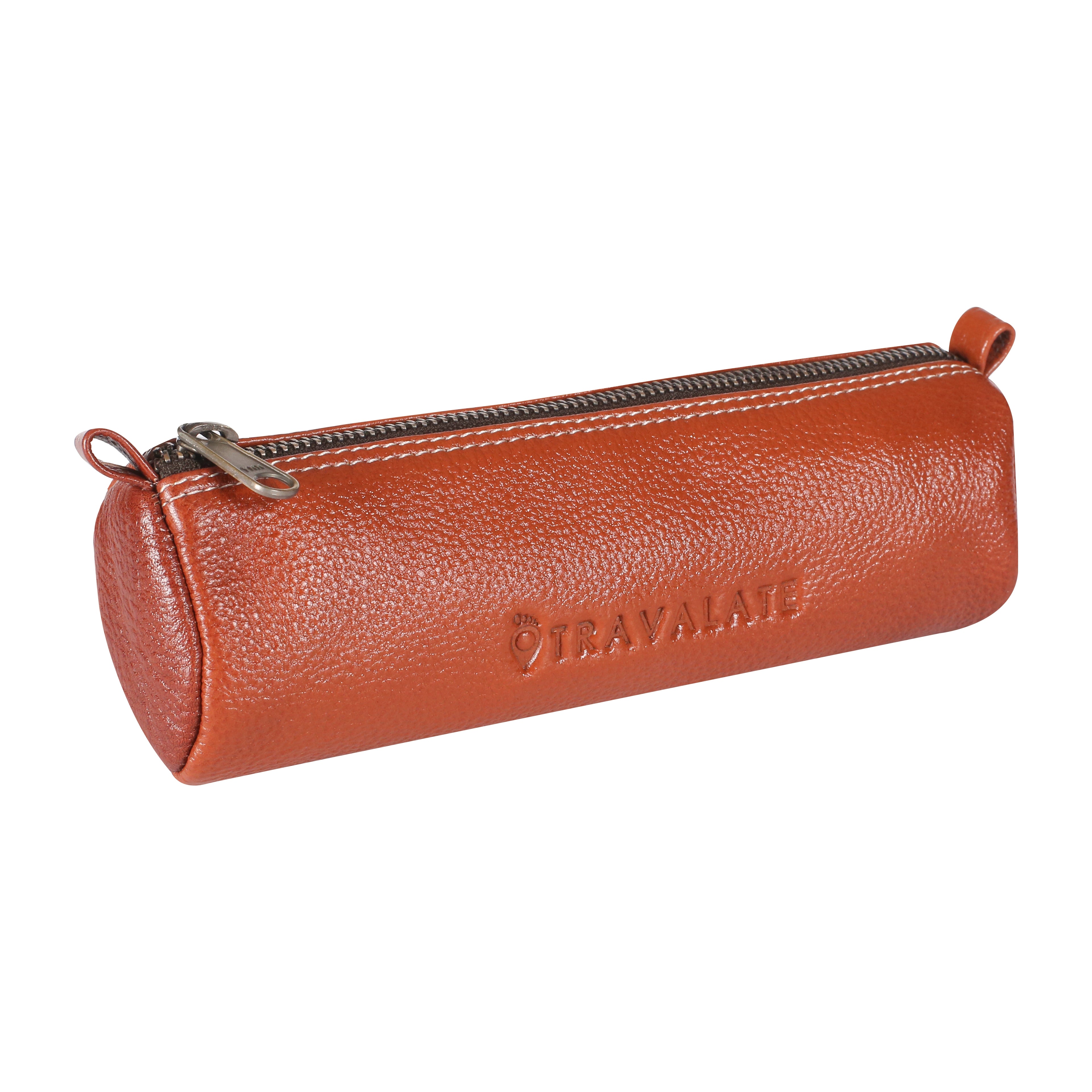 Genuine Leather Utility Pouch | Orange