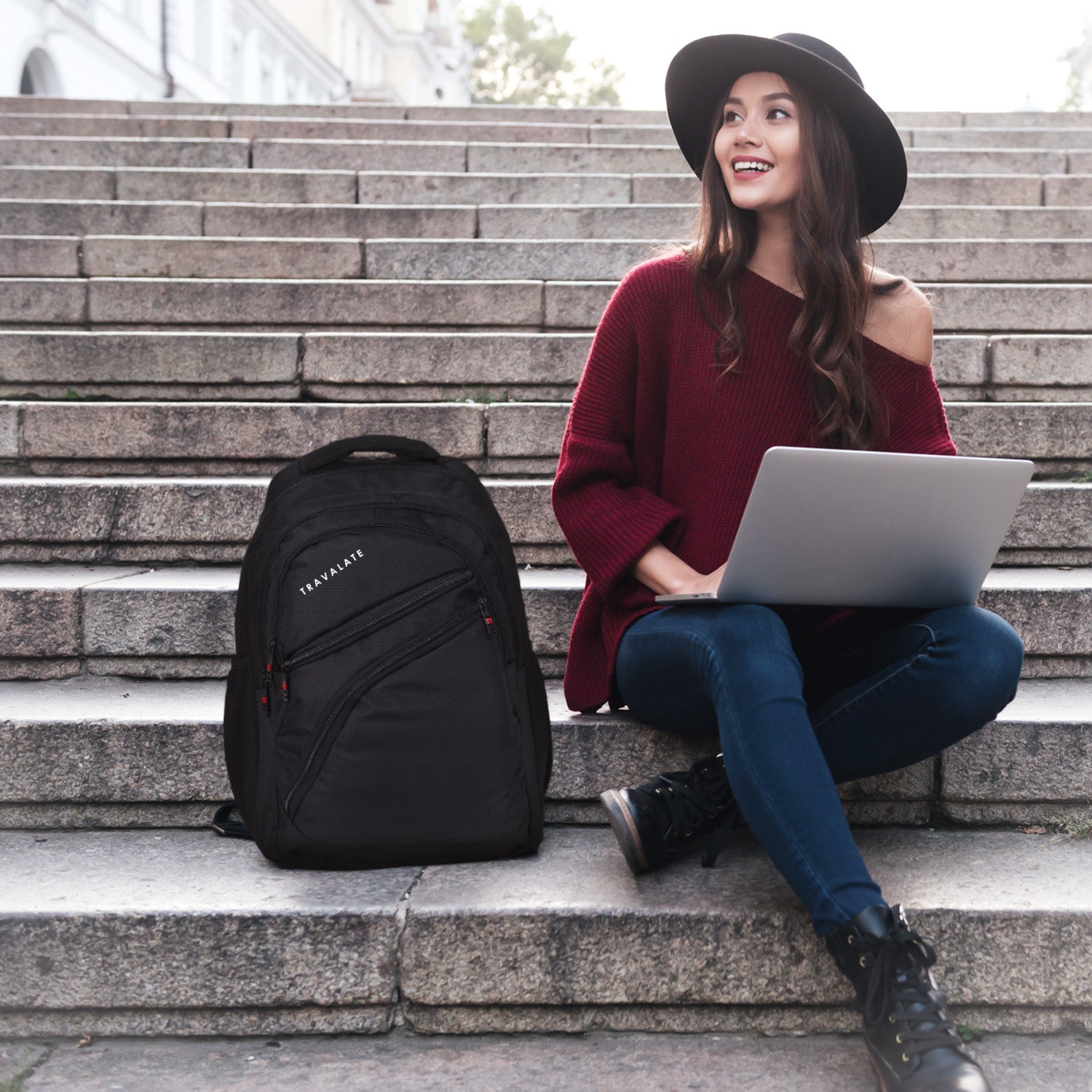 Laptop Backpack with Rain Cover | Black