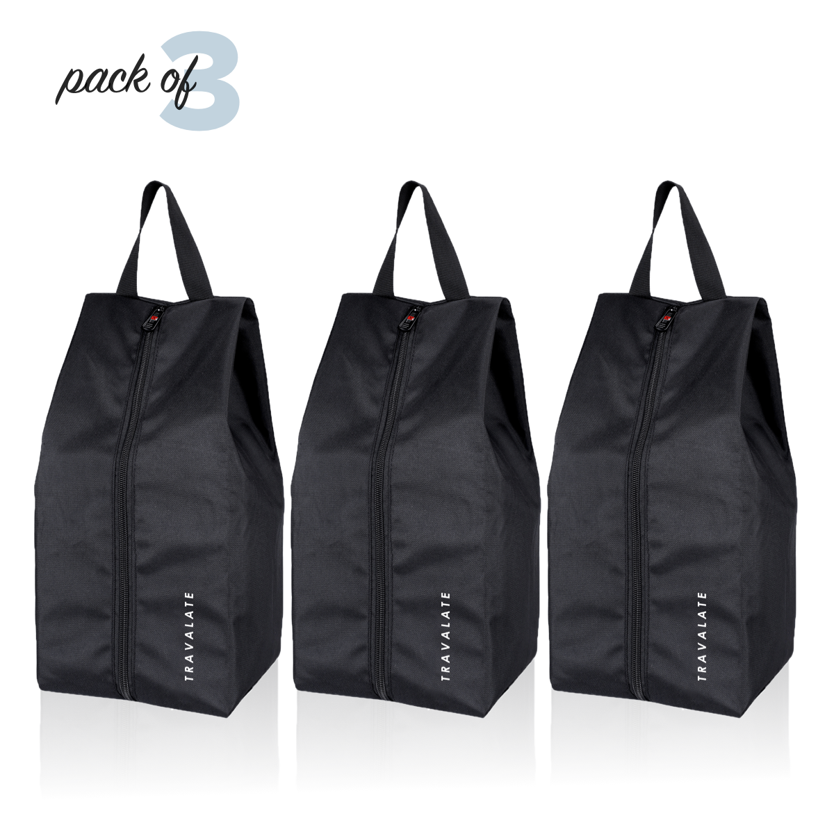 Foldable Shoe Organizer Bag (Pack of 3) | Black