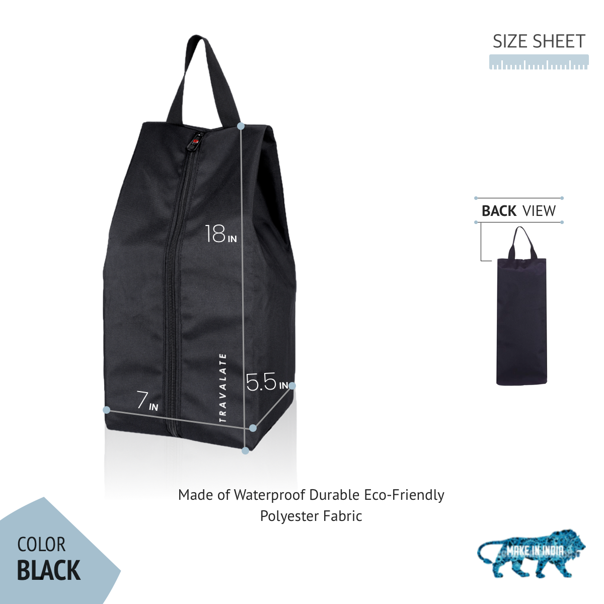 Foldable Shoe Organizer Bag (Pack of 3) | Black
