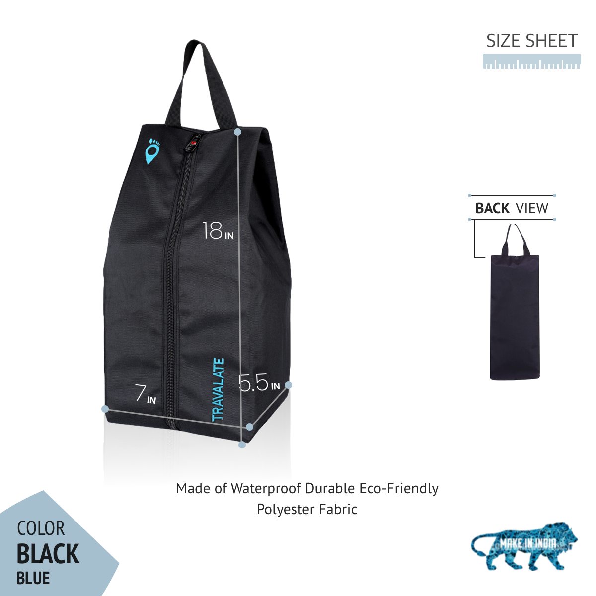 Foldable Shoe Organizer Bag (Pack of 2) | Blue