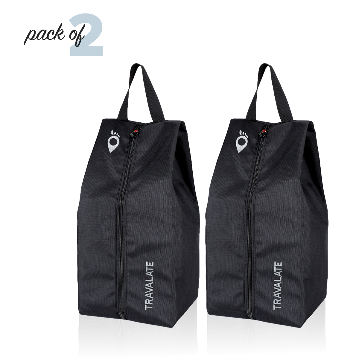 Foldable Shoe Organizer Bag (Pack of 2) | Black Grey