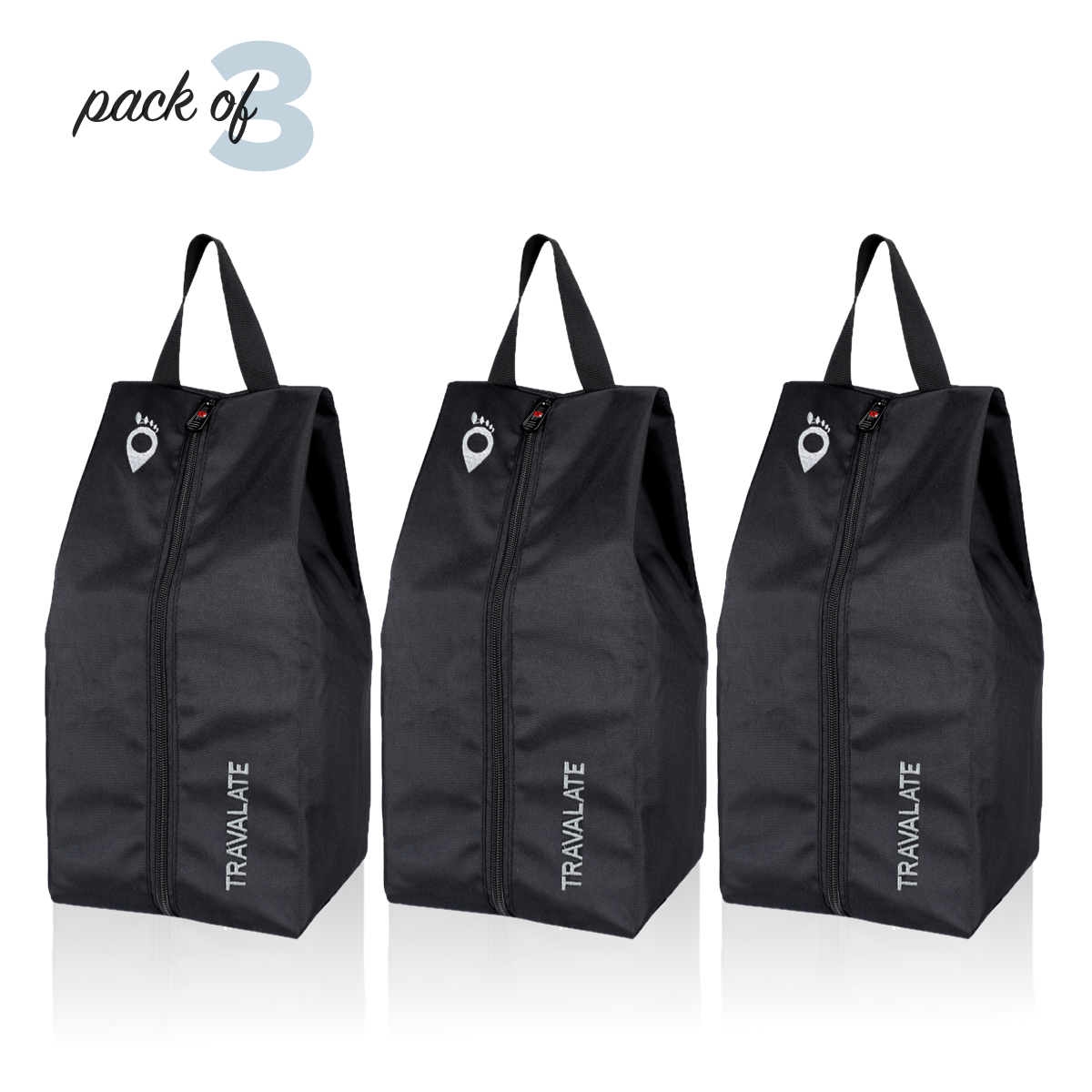 Foldable Shoe Organizer Bag (Pack of 3) | Black Grey
