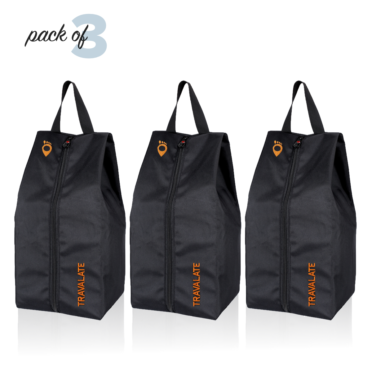 Foldable Shoe Organiser Bag (Pack of 3) | Orange